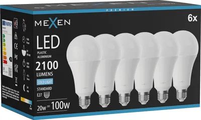 Produktbild von Mexen Nova 6x LED-Glühbirne E27, A70, 20W, Kalt - 6500K, 2100 lm - L100-E27-2065-01x06
