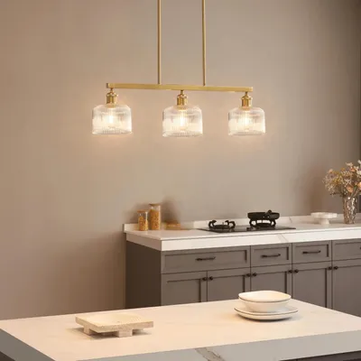Produktbild von KOSILUM - Hängeleuchte, Metall und Glas - Transparent und Messing - Auréline