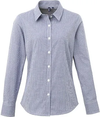 Obrázek produktu pro Premier Workwear Dámská bavlněná košile s dlouhým rukávem Microcheck (Gingham)