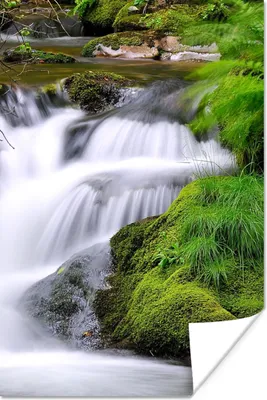 Produktbild von MuchoWow® Poster Wasser - Natur - Wasserfall 120x180 cm - Kunstposter