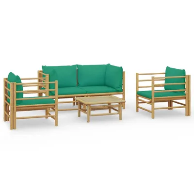 Immagine prodotto di set da giardino da 5 pezzi con cuscini in bambù verde