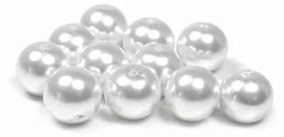Produktbild von Vintageparts Glaswachsperlen rund weiß 12 mm, 20 Stück
