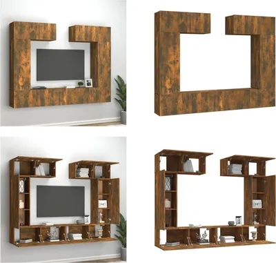 Produktbild von vidaXL 6 tlg. TV Schrank Set Räuchereiche Holzwerkstoff - TV-Schrank-Set - TV-Schrank-Sets - Wohnwand - Schrankwand
