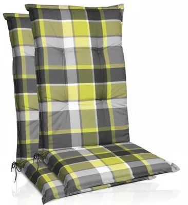 Immagine prodotto di Beautissu Set di 2 cuscini per sedie a schienale alto 120x50 cm Imbottitura verde a quadri