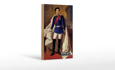 Produktbild von Holzschild Portrait 12x18 cm Ludwig II König 1845 Bayern Dekoration