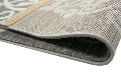 Produktbild von Designer Teppich Wohnzimmerteppich Ornamente Glitzer creme grau creme Größe - 80 x 300 cm