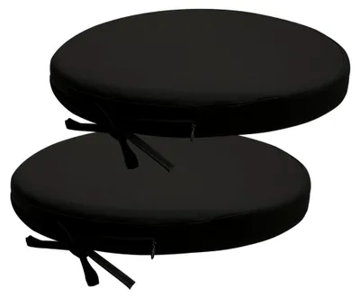 Produktbild von Rundes Stuhlkissen Set mit Bändern, 40 cm Sitzerhöhung für den Außenbereich, wasserdicht und rutschfest (Schwarz)