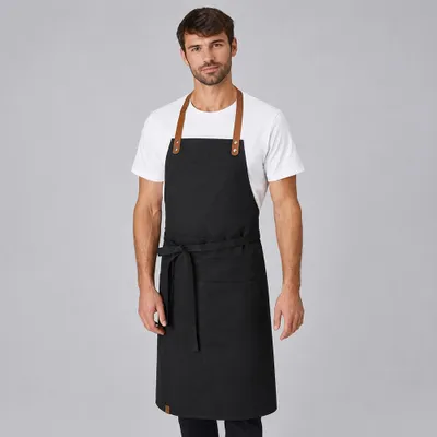 Produktbild von Latzschürze B 75 x L 100 cm, black washed : schwarz : 65% Polyester 35% Baumwolle