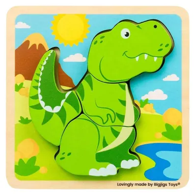 Image de Puzzle en bois Bigjigs T-Rex - 4 pièces