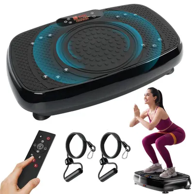 Produktbild von Vibrationsplatte, Vibrotrainer, Vibrationsplattform, Rüttelplatte Sport für Zuhause, 5 Modi & bis 400LBS, mit 2 Expanderbänder, ettverbrennung