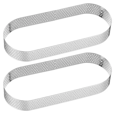 2 perforierte Tortenringe oval 14 cm Edelstahl antihaft