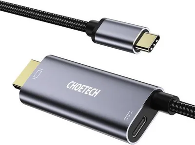 Produktbild von Choetech unidirektionaler Adapter USB Typ C (m) auf HDMI 4K 60Hz (m) + Netzteil 60W 1,8m grau