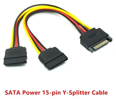 Produktbild von 15Pin SATA Y Kabel Buchse auf 2x Stecker 15Pin Y Stromkabel Splitter 20cm