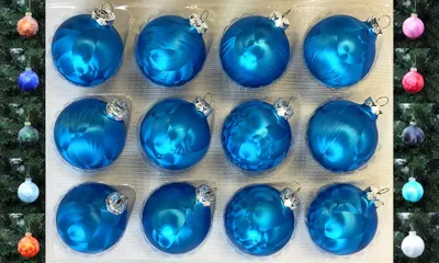 Produktbild von JACK 12x Glas Eislack Christbaumkugeln 6cm Thüringer Weihnachtskugeln Kugeln, Farbe:Meerblau