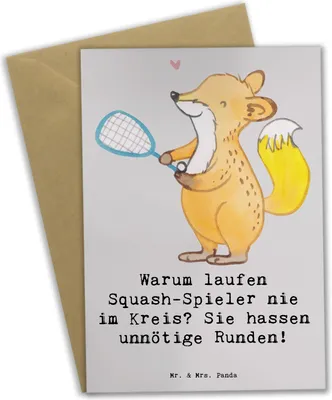 Produktbild von Mr. & Mrs. Panda Klappkarte Squash Weisheit - Grau Pastell - Geschenk, weihnachtskarten, Taktik, Sportler, Fitness, einladungskarten, Lebenweise, glückwunschkarten, Humor