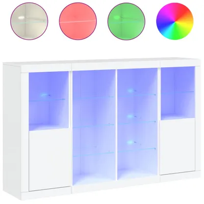 Produktbild von Sideboards mit LED-Leuchten 3 Stk. Weiß Holzwerkstoff