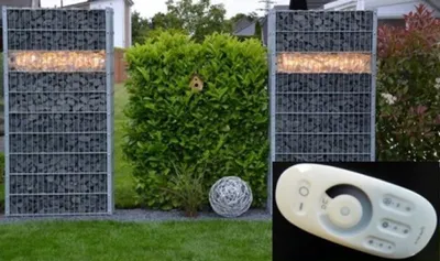 Produktbild von 8558 Gabionen Leuchte 0,50 m mit Dimmer + Fernbedienung kalt weiß
