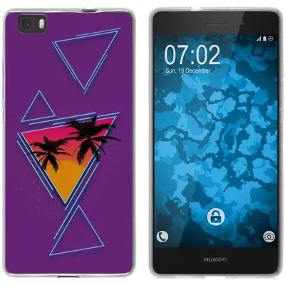 Produktbild von PhoneNatic Case kompatibel mit Huawei P8 Lite 2015 (1.Gen.) Silikon-Hülle Retro Wave Palmen M3