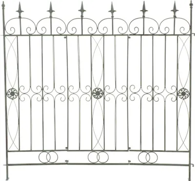 Produktbild von Landhaus-Gartenzaun – rustikales Design – langlebiges Eisen für ästhetischen Gartenzaun. Farbe: Antikgrün