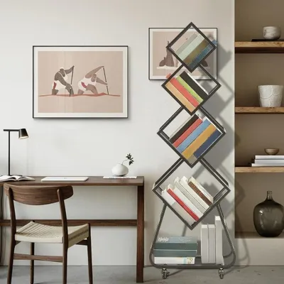 Image de Étagère métallique à 5 niveaux - Bibliothèque - Étagère à livres - Rangement pour livres - Étagère de rangement - Noir