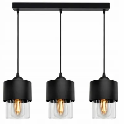 Obrázek produktu pro LUXOLAR závěsná svítidla 3 plameny černá s průhledným skleněným stínidlem E27 60 W, stropní svítidlo do obývacího pokoje, kuchyně - závěsné svítidlo moderní design