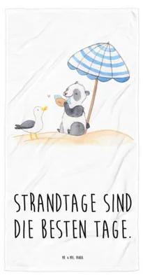 Produktbild von Mr. & Mrs. Panda Strandtuch Sommer Strandtage - Weiß - Geschenk, Küstenurlaub, Handtuch, Strandlaken, Handgefertigte Produkte, Küste, Strandurlaub, am Strand, Urlaub Meer