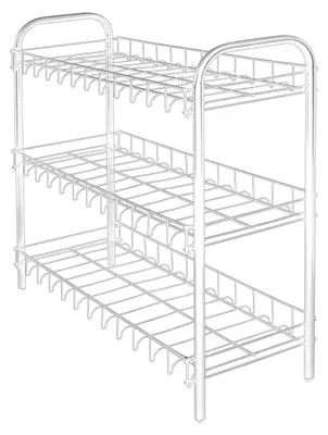 Produktbild von Weißes Schuhregal mit 3 Etagen, Kapazität für ca. 9 Paar Schuhe, Maße 64x23x59 cm (HxBxT)