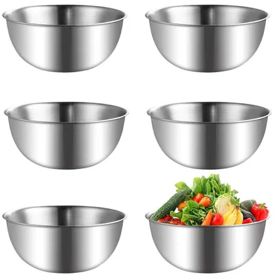 Produktbild von 6-teiliges Edelstahl-Schüsselset, multifunktionale Küchenschüssel, spülmaschinenfest, Müslischale, Salatschüssel, Dipschale, Snackschale