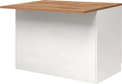 Produktbild von Kücheninsel Daffaticat, Beistelltisch, Küchenschrank mit 2 Türen, 100 % Italy, 125 x 90 x 90 cm, glänzendes Weiß und Eiche