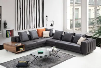 Produktbild von Eckgarnitur Ecksofa L form Stoffsofa Grau  JVmoebel