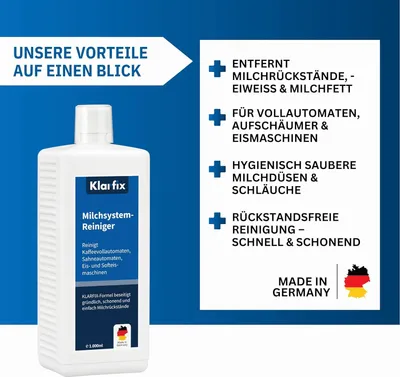 Produktbild von Milchsystem-Reiniger | Entfernt Milchfett, Milcheiweiß & Milchrückstände | Für Kaffeevollautomaten, Milchaufschäumer & Eismaschinen | Für alle Marken (1x 1.000ml)