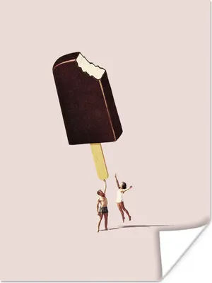 Produktbild von MuchoWow® Poster Eiscreme - Schokolade - Pastell - Vintage 90x120 cm - Wohnzimmer