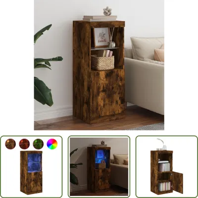 Zdjęcie produktu dla The Living Store Kredens z oświetleniem LED dąb wędzony 41x37x100 cm