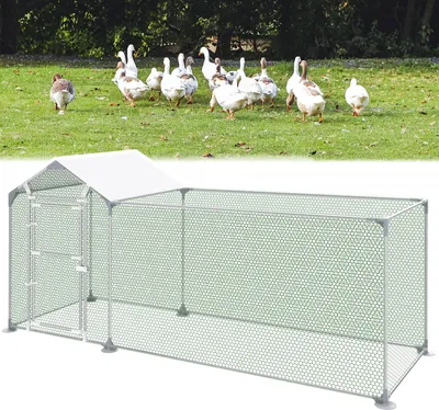 Produktbild von TRMLBE Kurník pro kuřata Volný výběh pro kuřata se zámkem, kurník Pozinkovaná ocelová konstrukce se střechou z PE s ochranou proti slunci Malý kurník, výběh pro kuřata Ptačí klec pro drůbež (3m x 1m)