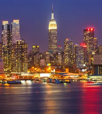 Produktbild von Fototapete - Manhattan at Night 225x250cm - Vliestapete