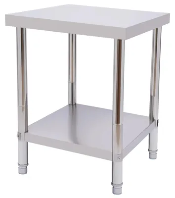 Produktbild von Edelstahl Arbeitstisch - Zubereitungstisch - 2 Ebenen mit Unterablage - 61×45,7×78,7 cm - Gewerbequalität - Freistehend - Silber