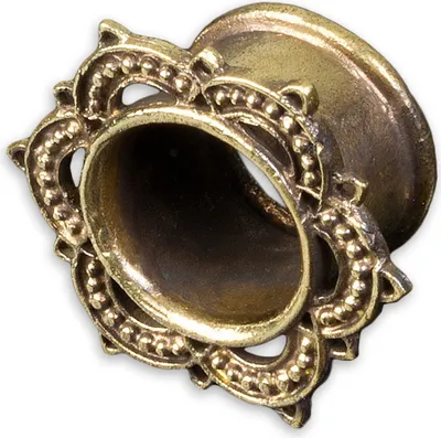 Produktbild von viva-adorno 1 Stück 8mm Flesh Tunnel Plug Messing Vintage Look Lotus Blüte Südostasien Style Größe 4 - 22mm Z434.D1