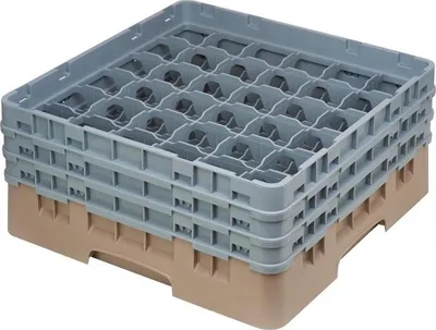Image de Panier à verres Cambro, beige, à 36 compartiments, hauteur maximale des verres : 17,4 cm