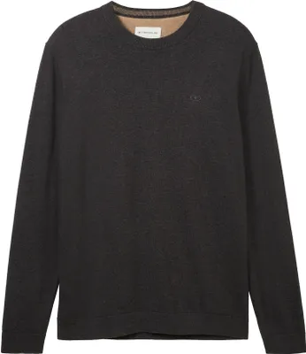 Produktbild von TOM TAILOR BASIC CREWNECK KNIT Herren Pullover, Größe:3XL, Farbe:Black Grey Melange 10617