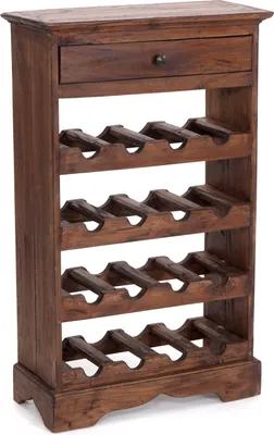 Produktbild von WEINREGAL CORTEZ | 85x55cm(HxB) Flaschenregal aus Holz mit Schublade | Farbe: 02 hellbraun