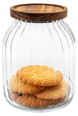 Produktbild von 5Five Vorratsdose Akazienholz - Glas - 2L - 13 x 18 cm - Vorratsdosen - Lebensmittel/Susigkeiten/Kek