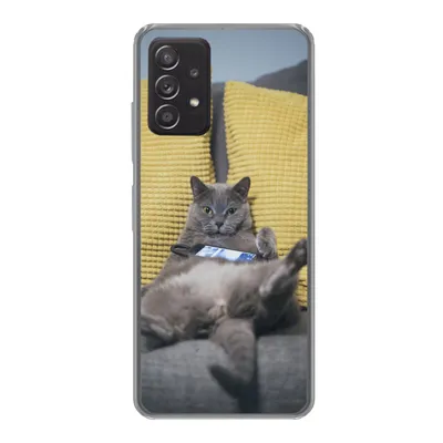 Produktbild von MuchoWow® Handyhülle Schutzhülle Hülle für Samsung galaxy a73 Katze - Bank - Faule Silikon Softcase Handy Hülle - Handyhülle