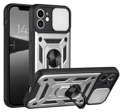 Produktbild von Armor Handyhülle für Apple iPhone 12 Kameraschutz Handy Panzer Case Cover Schutzhülle Outdoor Farbe: Silber