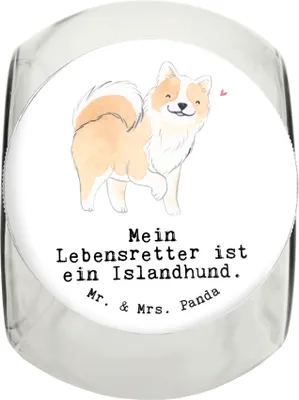 Produktbild von Mr. & Mrs. Panda Bonbonglas Islandhund Lebensretter XL 2000ml - Weiß - Geschenk, Dekoglas, Isländischer Schäferhund, glasbehälter, Vorratsglas, Dose, Keksdose