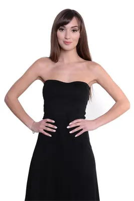 Produktbild von Damen Bandeau Bandeaukleid Sommer Kleid; Schwarz S/M 36/38
