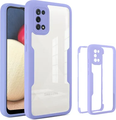 Produktbild von Samsung Galaxy A02S Schutzhülle, Eingebautem Displayschutz 360 Grad Komplettschutz Handyhülle für Samsung A02S Lila