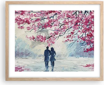 Produktbild von Gerahmtes Poster - Rahmen in heller Eiche - Paar Paris Baum - 50x40 cm - Wand Bild - Wanddeko - Wandbilder - Kunstposter - Wandposter - Bilderrahmen - Bilder - Kunstdruck - Wandbild - P2NAA50x40-4211