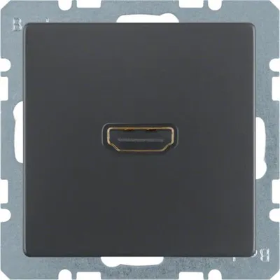 Produktbild von HAGER BERKER Q.x Dose HDMI mit Anschluss 90st anthrazit aksamit lackiert 3315436086