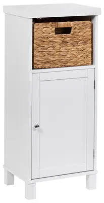 Produktbild von BELIANI Badschrank Weiß MDF 91 cm Hoch mit Tür Offenem Regal Aufbewahrungskorb Klassisches Design Geräumig Badezimmer Aufbewahrung Beistellschrank