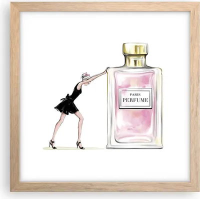 Produktbild von Gerahmtes Poster - Rahmen in heller Eiche - Mode Frau Parfüm - 30x30 cm - Wand Bild - Wanddeko - Wandbilder - Kunstposter - Wandposter - Bilderrahmen - Bilder - Kunstdruck - Wandbild - P2NAC30x30-4128